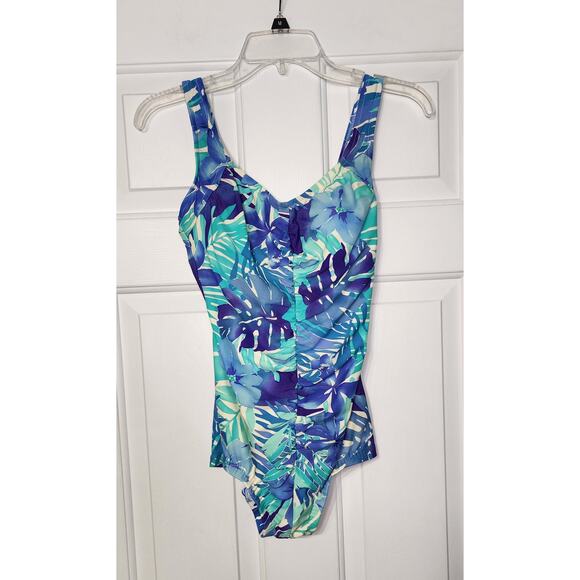 Maxine of Hollywood One Piece Swimsuit Size S Blue Floral‎ - Picture 1 of 5